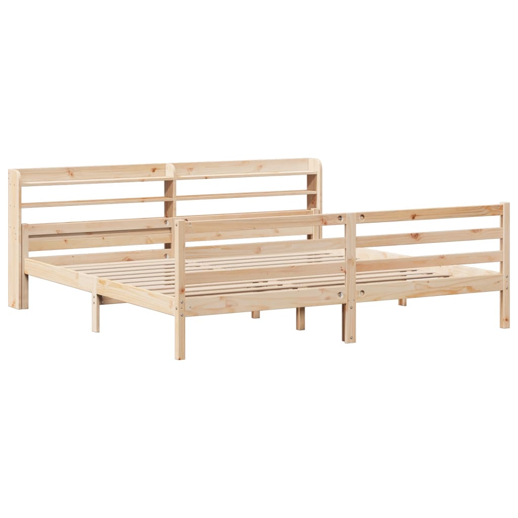 Bedframe met hoofdbord massief grenenhout 200x200 cm is nu te koop bij PeponiXL, paradijselijk wonen!