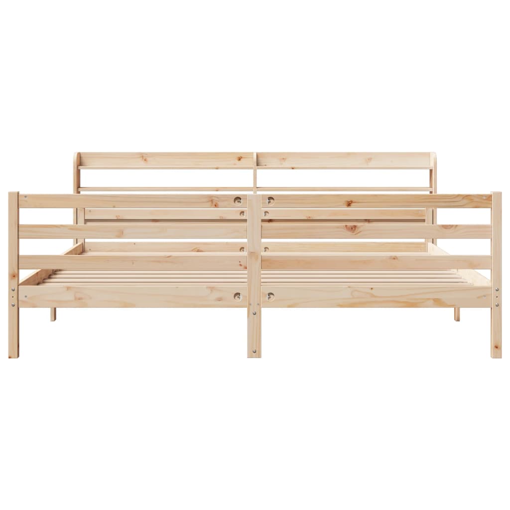 Bedframe met hoofdbord massief grenenhout 200x200 cm is nu te koop bij PeponiXL, paradijselijk wonen!