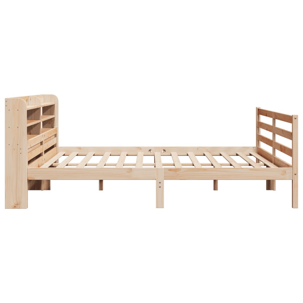 Bedframe met hoofdbord massief grenenhout 200x200 cm is nu te koop bij PeponiXL, paradijselijk wonen!