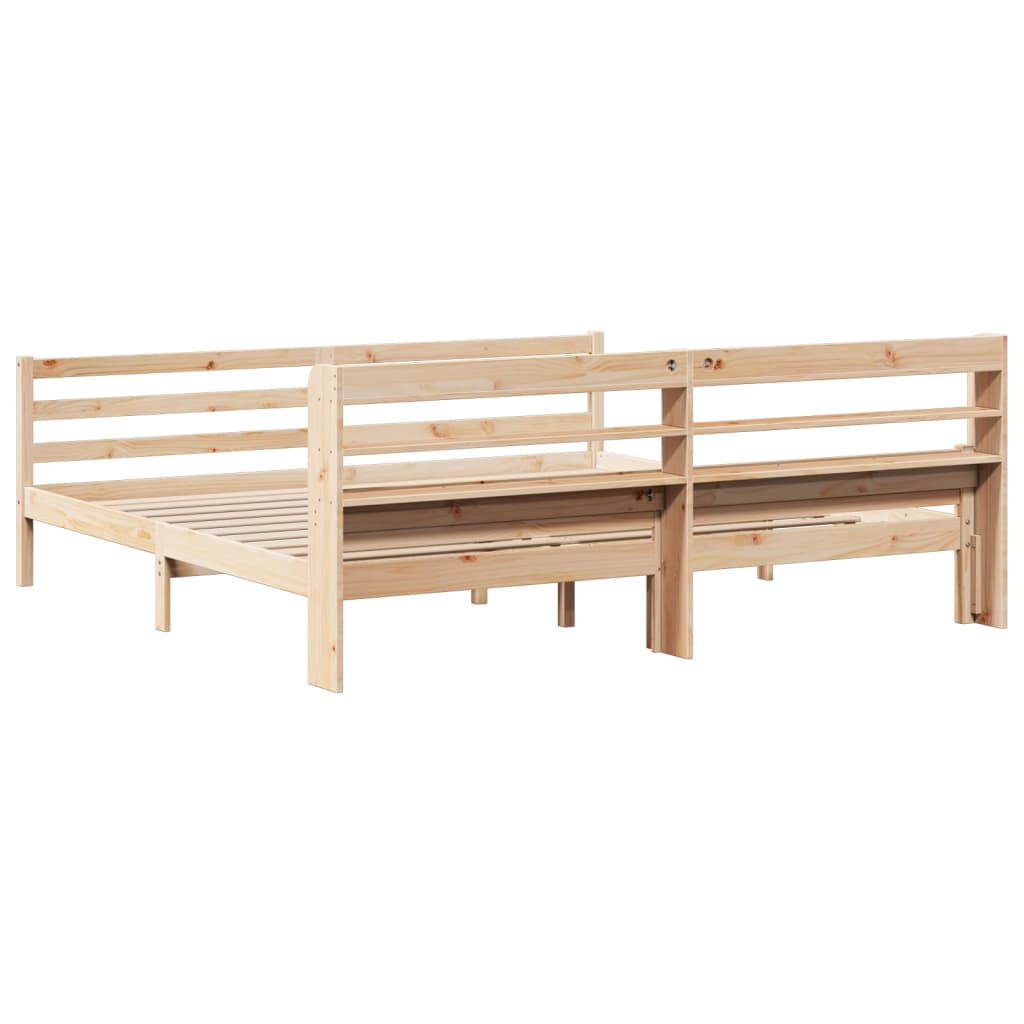 Bedframe met hoofdbord massief grenenhout 200x200 cm is nu te koop bij PeponiXL, paradijselijk wonen!