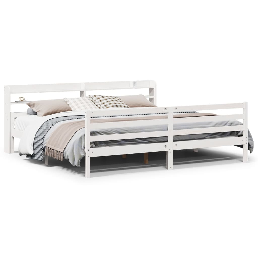 Bedframe met hoofdeinde zonder matras 200x200 cm wit is nu te koop bij PeponiXL, paradijselijk wonen!