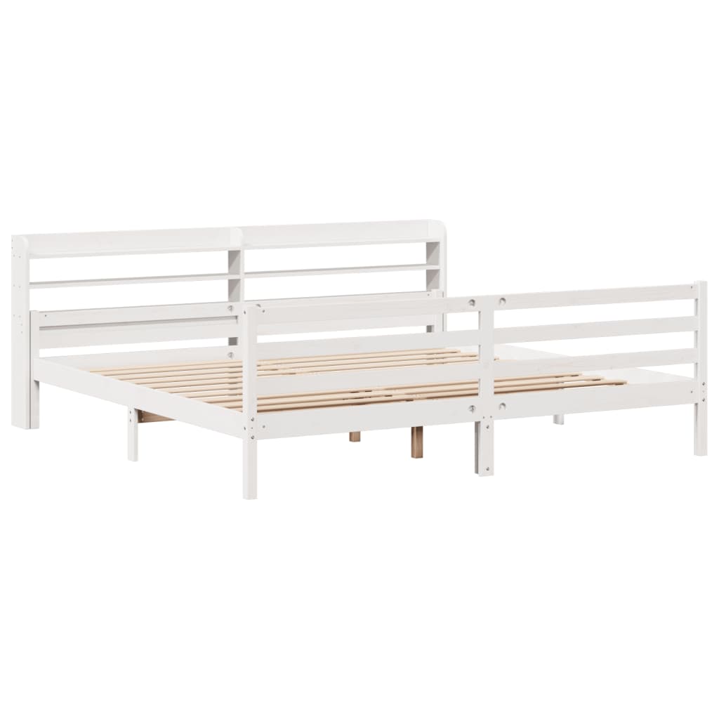 Bedframe met hoofdeinde zonder matras 200x200 cm wit is nu te koop bij PeponiXL, paradijselijk wonen!
