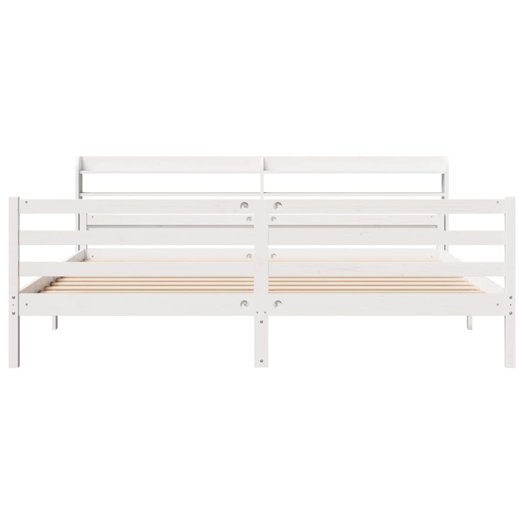 Bedframe met hoofdeinde zonder matras 200x200 cm wit is nu te koop bij PeponiXL, paradijselijk wonen!