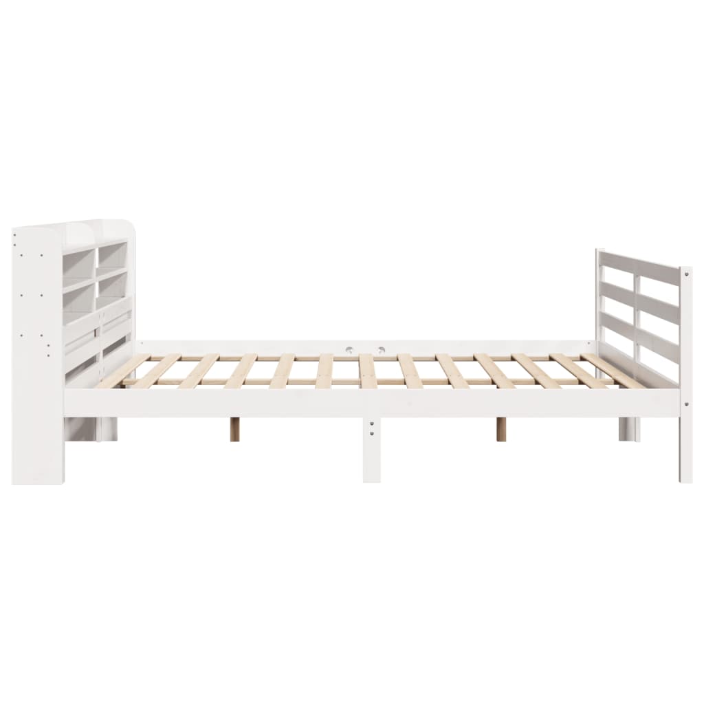 Bedframe met hoofdeinde zonder matras 200x200 cm wit is nu te koop bij PeponiXL, paradijselijk wonen!