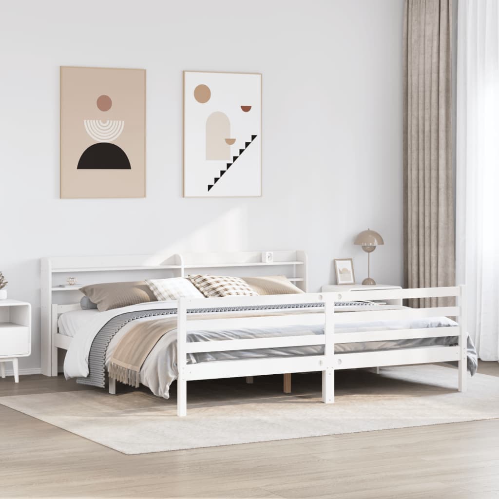Bedframe met hoofdeinde zonder matras 200x200 cm wit is nu te koop bij PeponiXL, paradijselijk wonen!