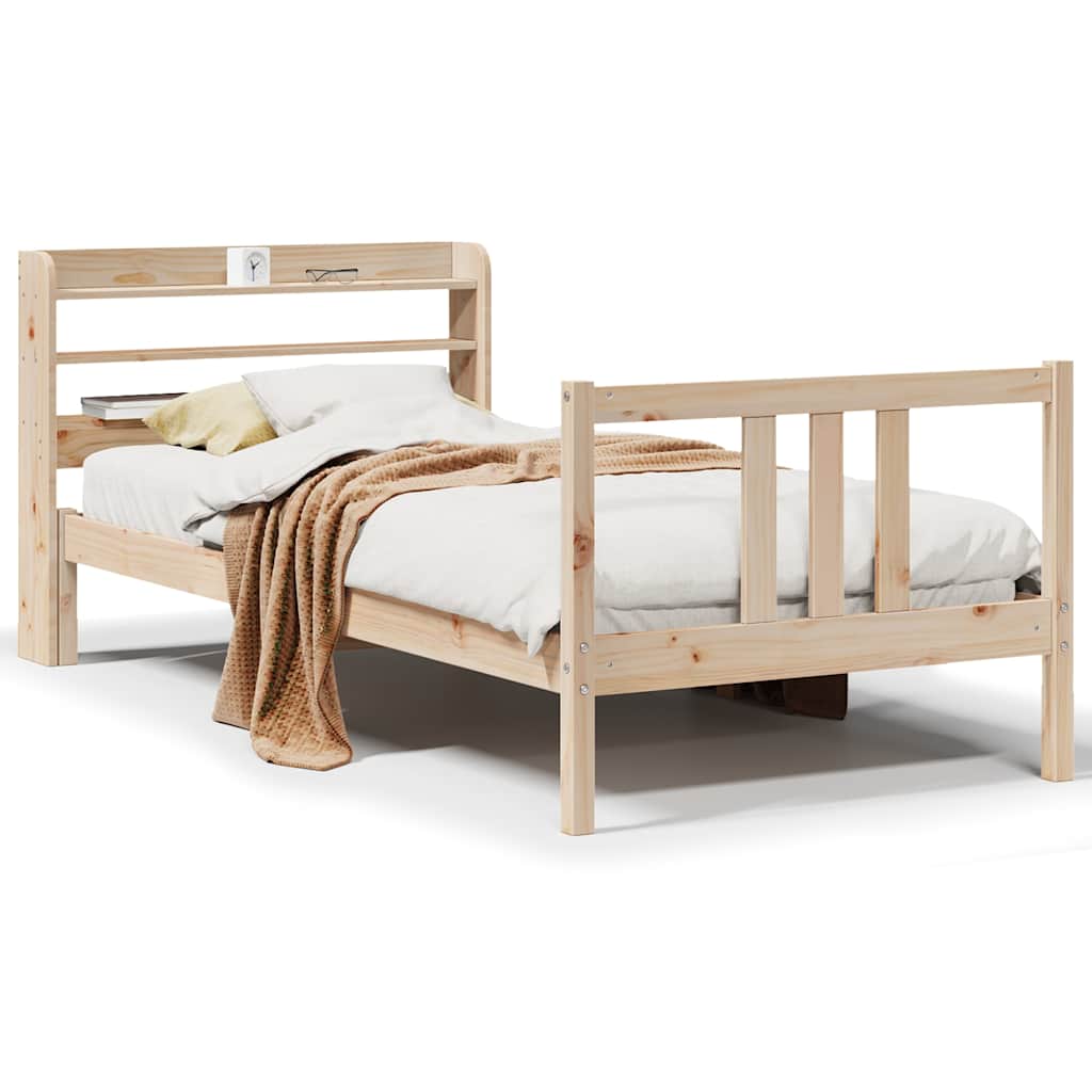 Bedframe met hoofdbord massief grenenhout 75x190 cm is nu te koop bij PeponiXL, paradijselijk wonen!