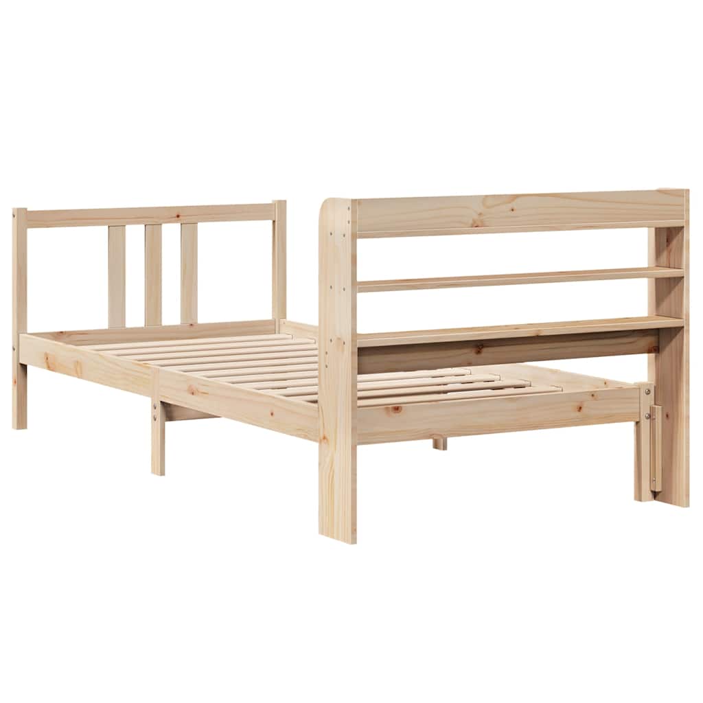 Bedframe met hoofdbord massief grenenhout 75x190 cm is nu te koop bij PeponiXL, paradijselijk wonen!