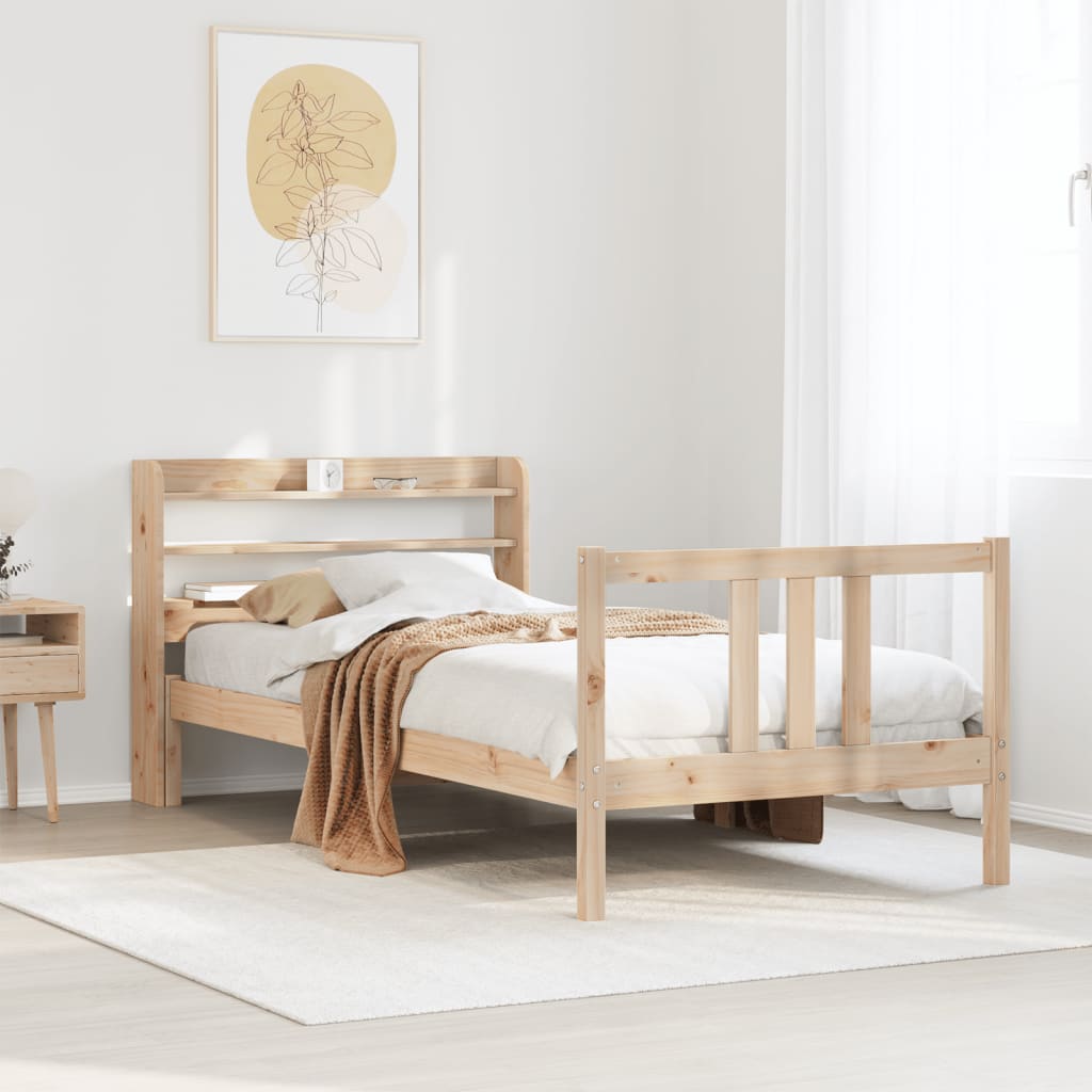 Bedframe met hoofdbord massief grenenhout 75x190 cm is nu te koop bij PeponiXL, paradijselijk wonen!