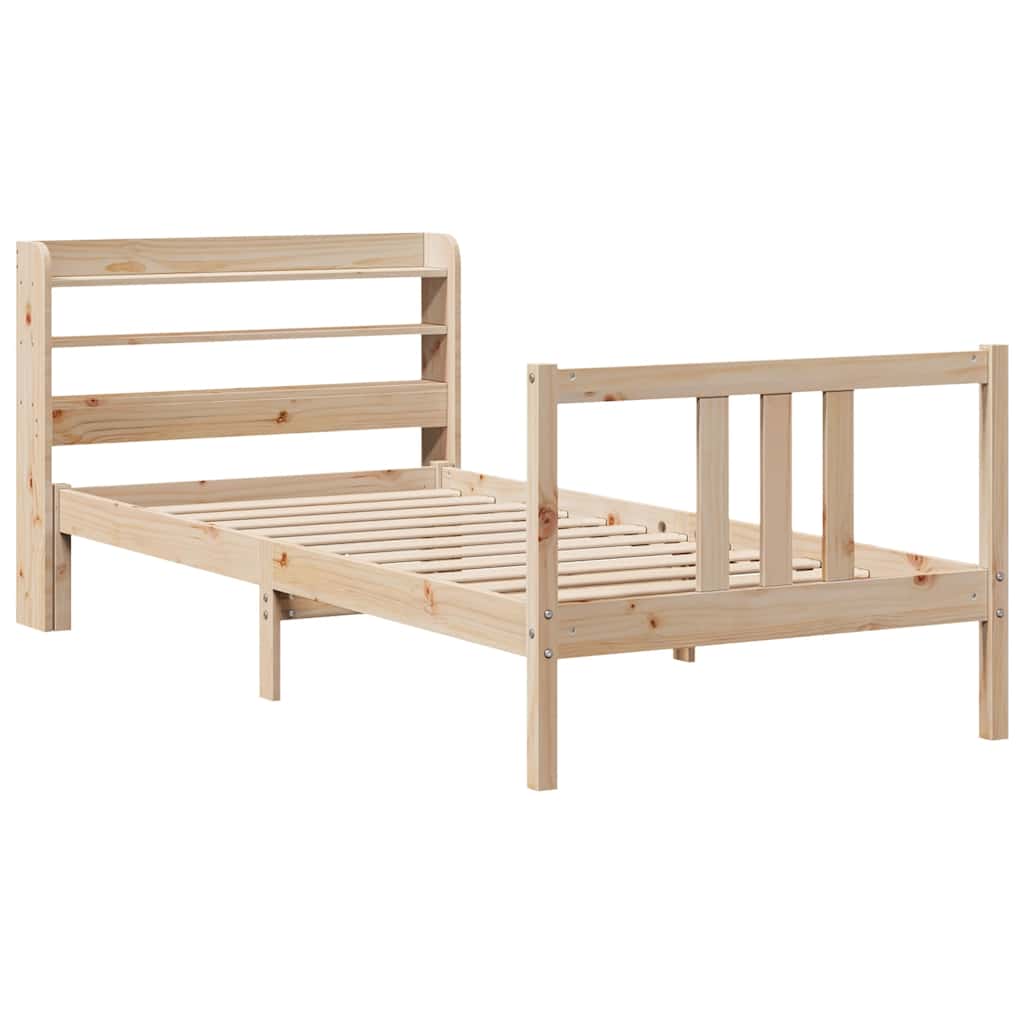 Bedframe met hoofdbord massief grenenhout 90x190 cm is nu te koop bij PeponiXL, paradijselijk wonen!