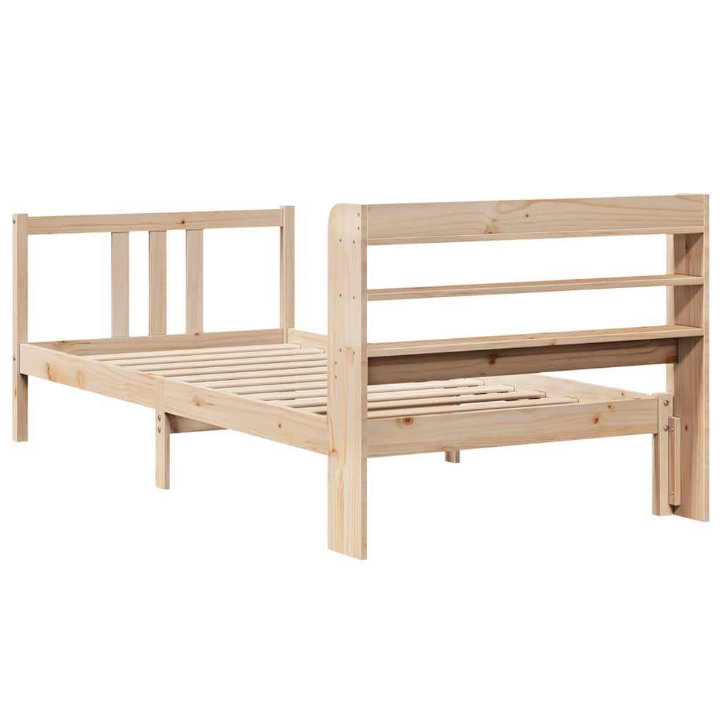 Bedframe met hoofdbord massief grenenhout 90x190 cm is nu te koop bij PeponiXL, paradijselijk wonen!