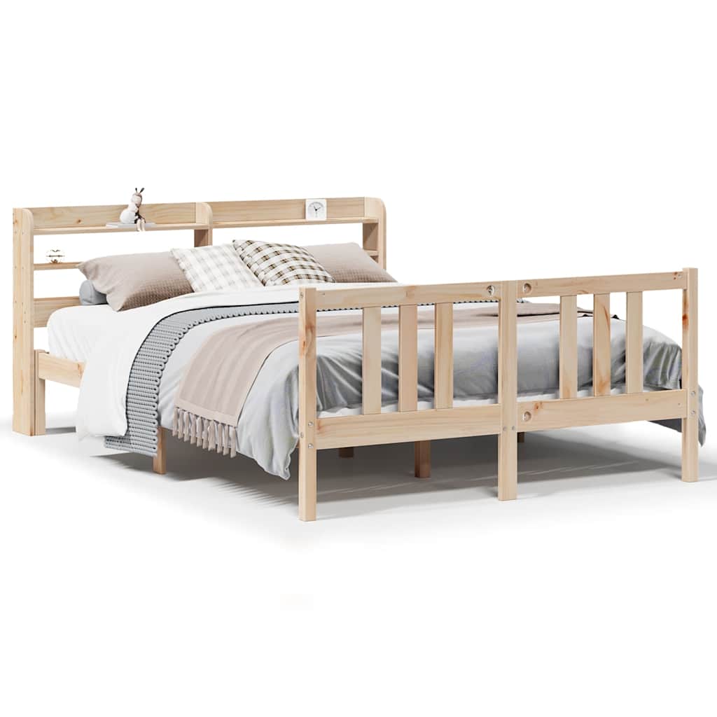 Bedframe met hoofdbord massief grenenhout 135x190 cm is nu te koop bij PeponiXL, paradijselijk wonen!