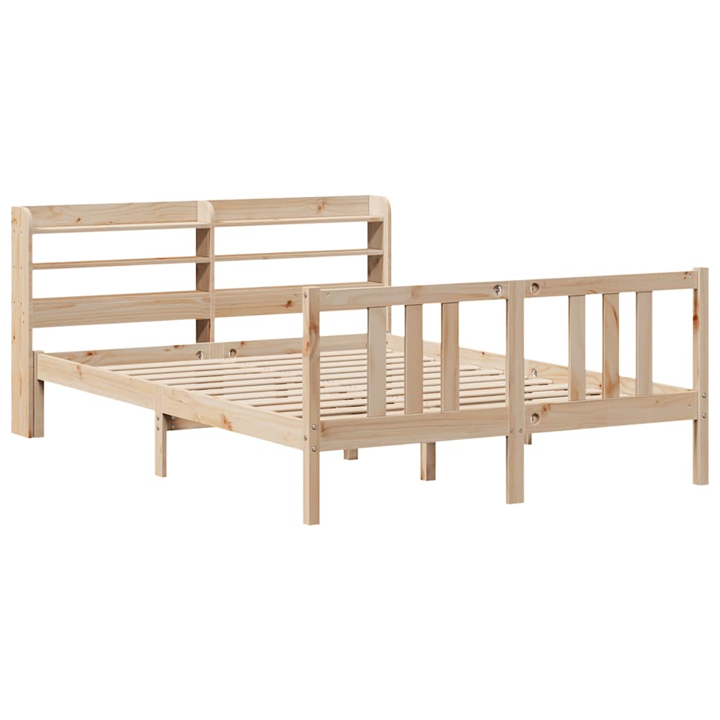 Bedframe met hoofdbord massief grenenhout 135x190 cm is nu te koop bij PeponiXL, paradijselijk wonen!