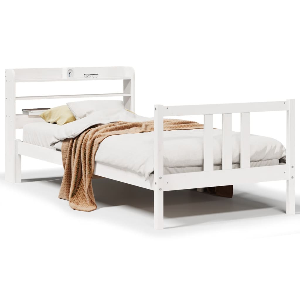 Bedframe met hoofdeinde zonder matras 90x200 cm wit is nu te koop bij PeponiXL, paradijselijk wonen!