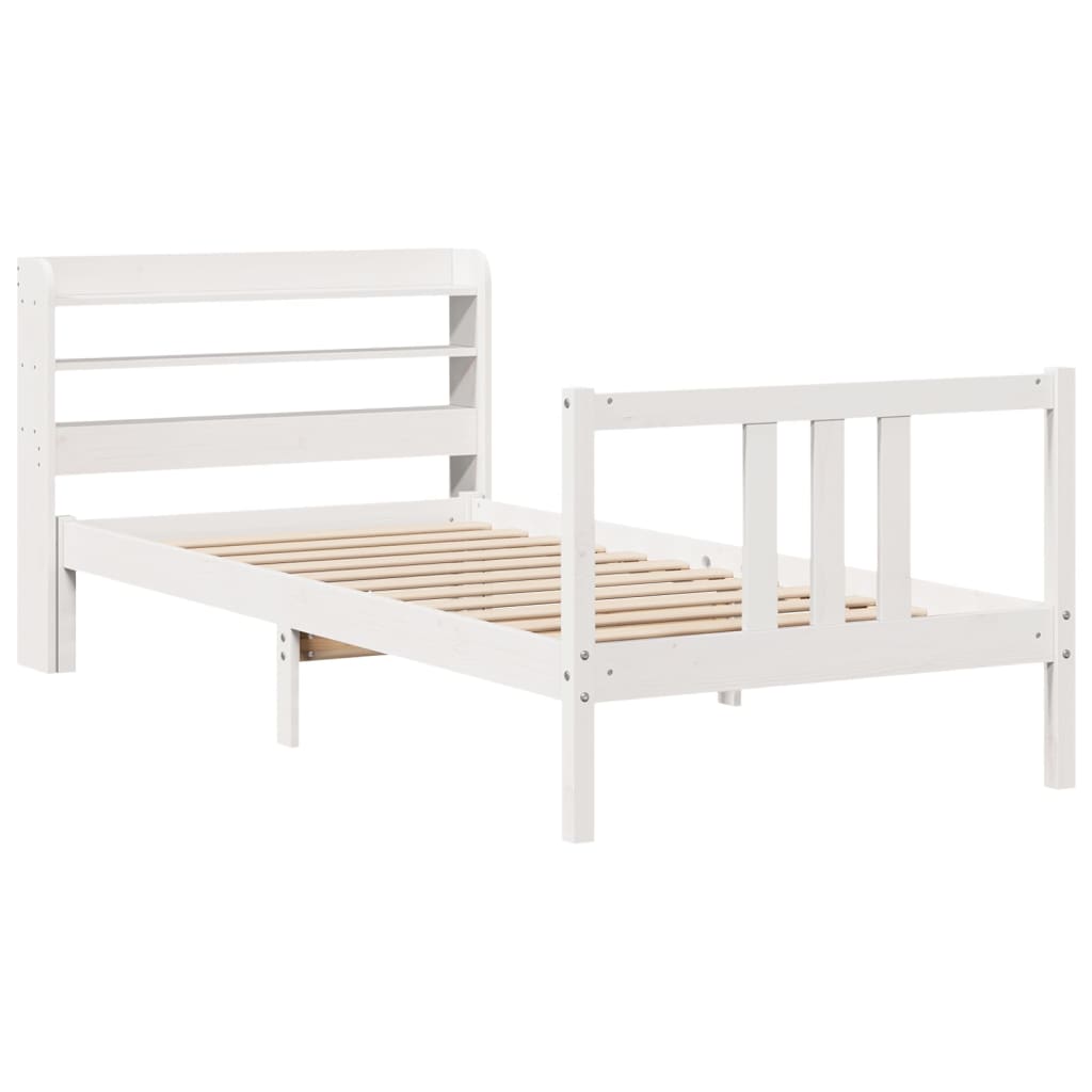 Bedframe met hoofdeinde zonder matras 90x200 cm wit is nu te koop bij PeponiXL, paradijselijk wonen!