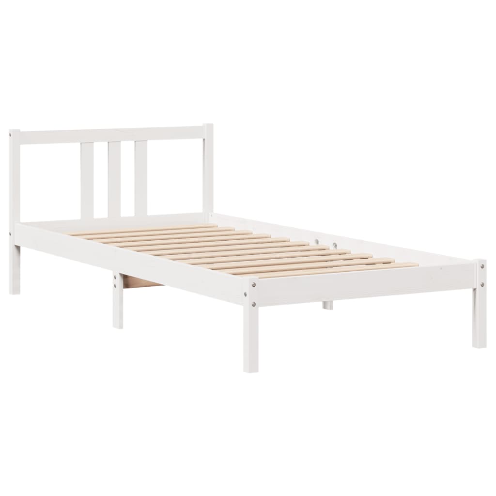 Bedframe met hoofdeinde zonder matras 90x200 cm wit is nu te koop bij PeponiXL, paradijselijk wonen!