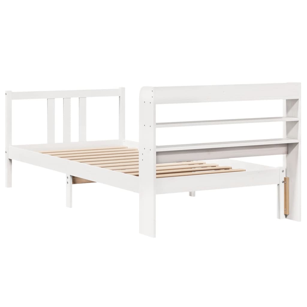 Bedframe met hoofdeinde zonder matras 90x200 cm wit is nu te koop bij PeponiXL, paradijselijk wonen!
