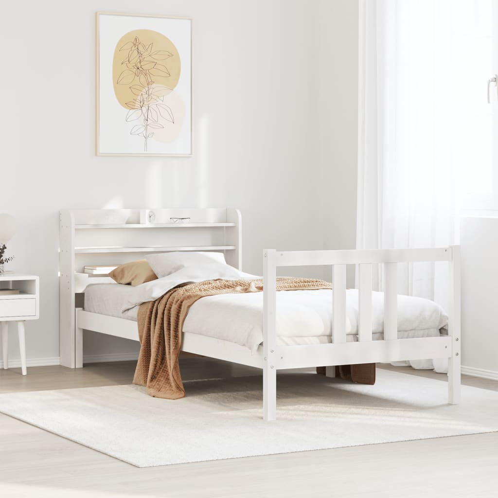 Bedframe met hoofdeinde zonder matras 90x200 cm wit is nu te koop bij PeponiXL, paradijselijk wonen!