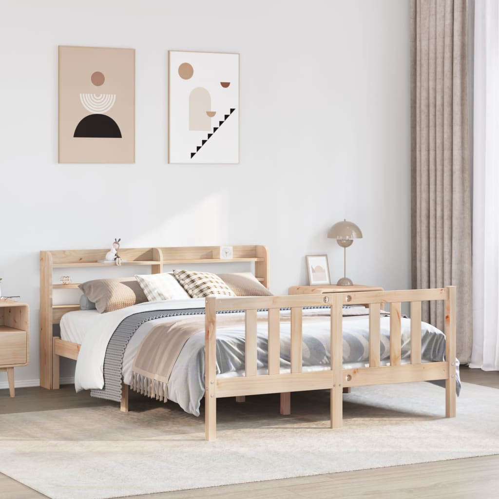 Bedframe met hoofdbord massief grenenhout 120x200 cm is nu te koop bij PeponiXL, paradijselijk wonen!