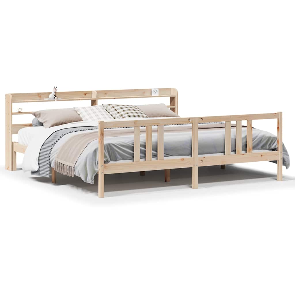 Bedframe met hoofdbord massief grenenhout 200x200 cm is nu te koop bij PeponiXL, paradijselijk wonen!
