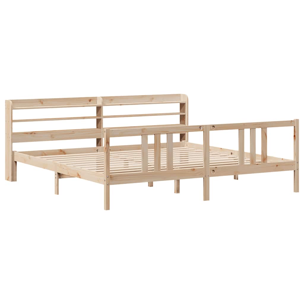 Bedframe met hoofdbord massief grenenhout 200x200 cm is nu te koop bij PeponiXL, paradijselijk wonen!