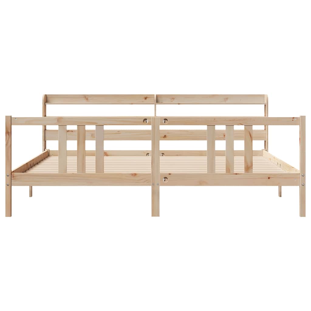 Bedframe met hoofdbord massief grenenhout 200x200 cm is nu te koop bij PeponiXL, paradijselijk wonen!