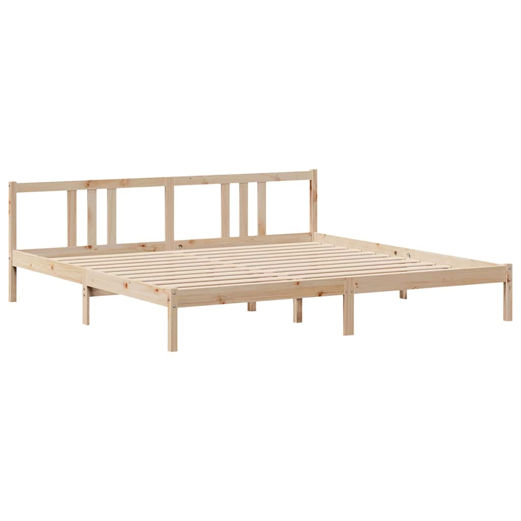 Bedframe met hoofdbord massief grenenhout 200x200 cm is nu te koop bij PeponiXL, paradijselijk wonen!