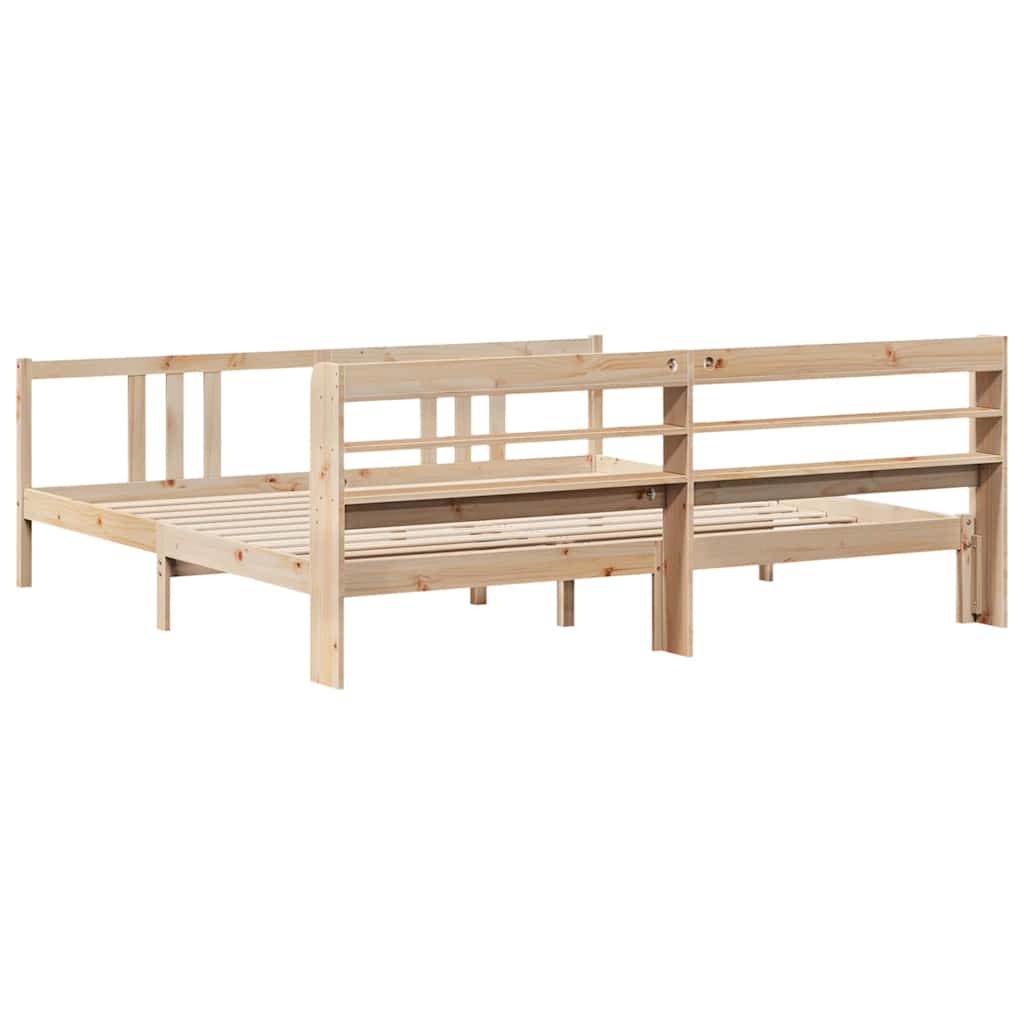 Bedframe met hoofdbord massief grenenhout 200x200 cm is nu te koop bij PeponiXL, paradijselijk wonen!