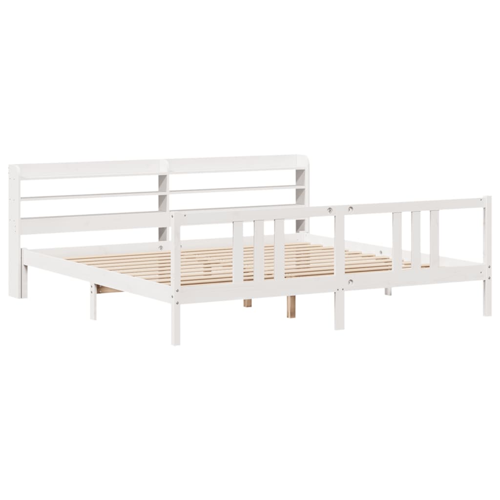 Bedframe met hoofdeinde zonder matras 200x200 cm wit is nu te koop bij PeponiXL, paradijselijk wonen!