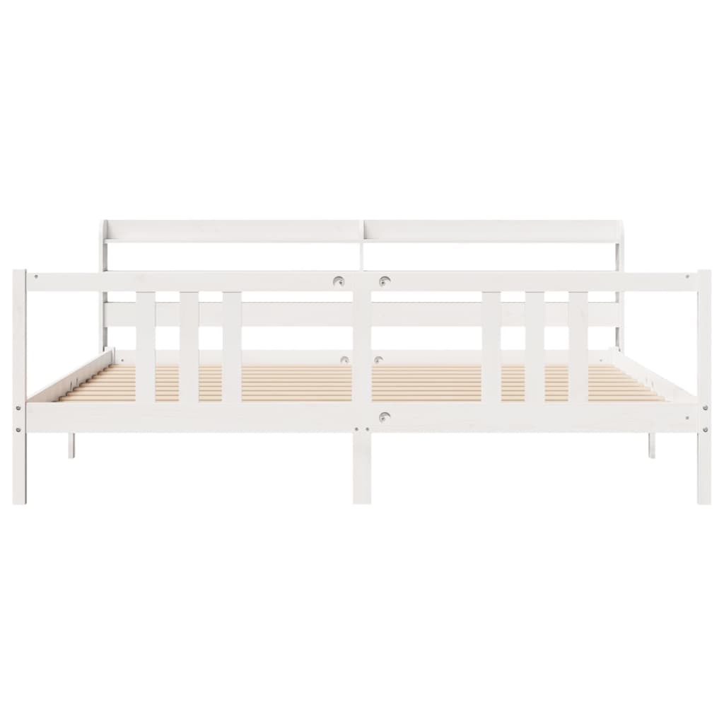 Bedframe met hoofdeinde zonder matras 200x200 cm wit is nu te koop bij PeponiXL, paradijselijk wonen!
