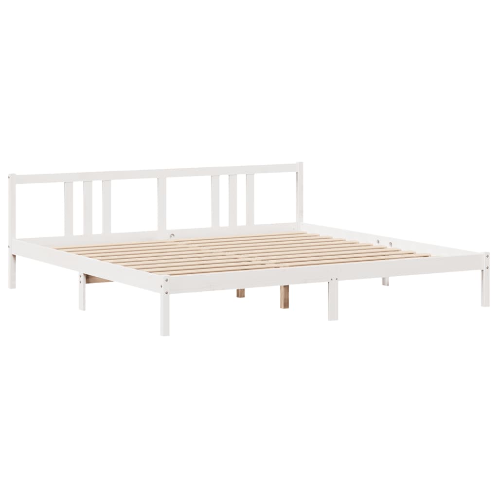Bedframe met hoofdeinde zonder matras 200x200 cm wit is nu te koop bij PeponiXL, paradijselijk wonen!