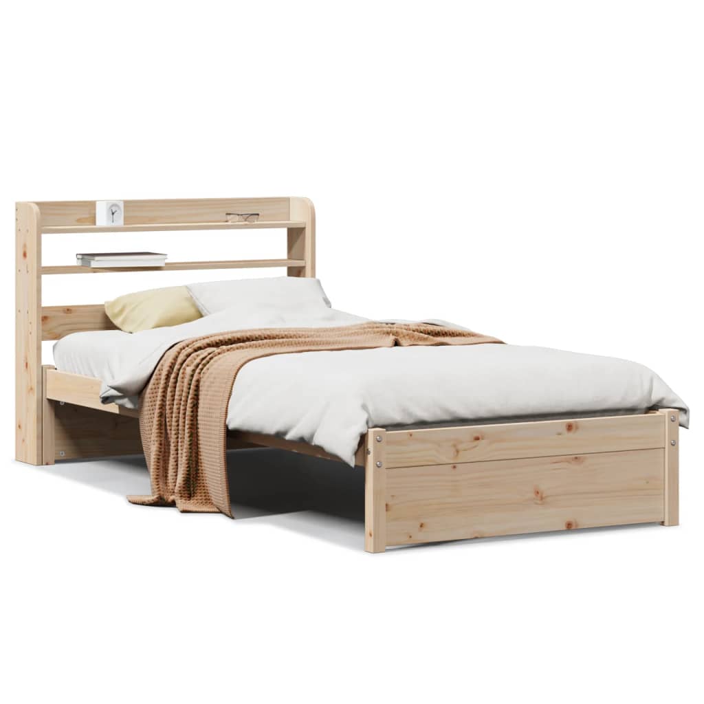 Bedframe met hoofdbord massief grenenhout 75x190 cm is nu te koop bij PeponiXL, paradijselijk wonen!
