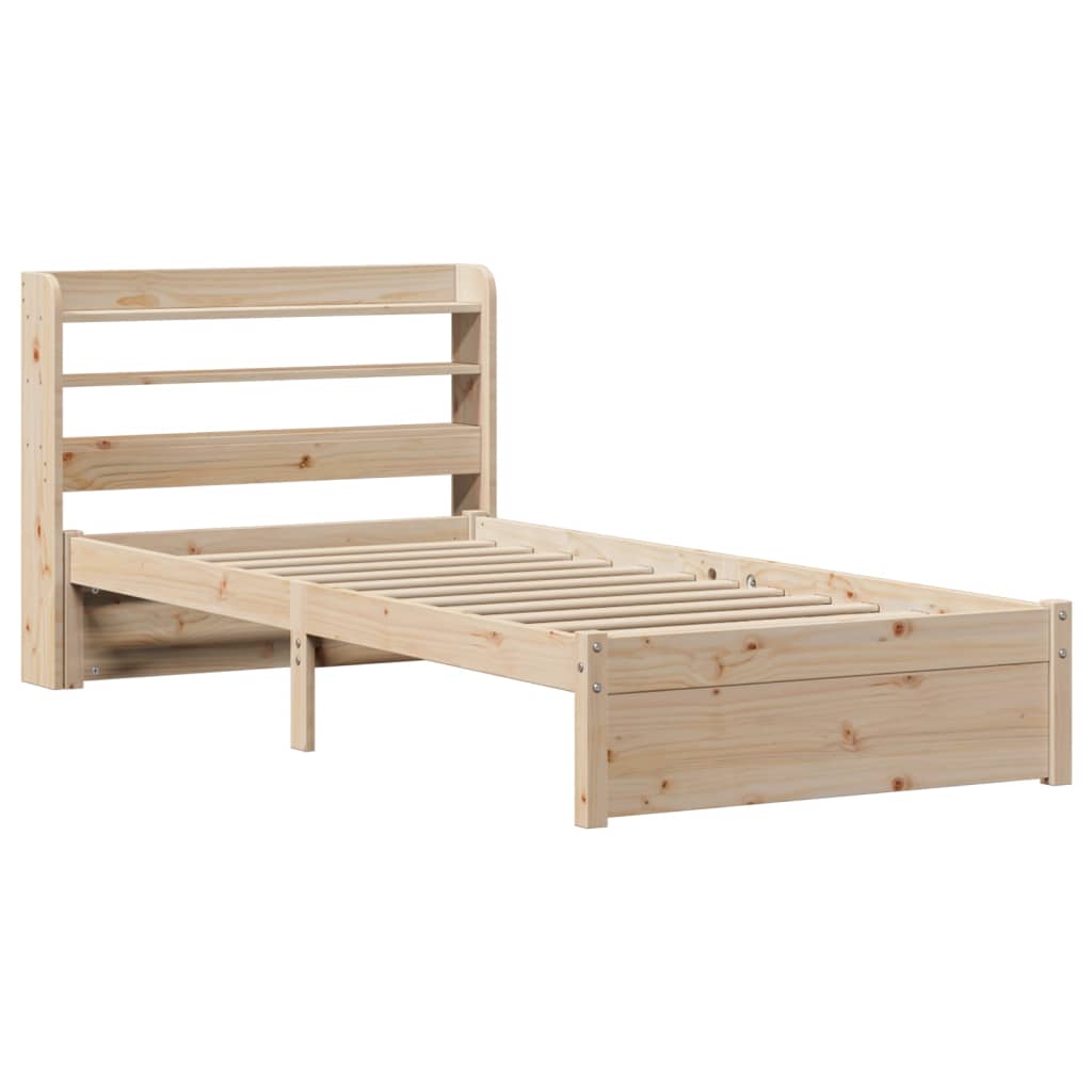 Bedframe met hoofdbord massief grenenhout 75x190 cm is nu te koop bij PeponiXL, paradijselijk wonen!