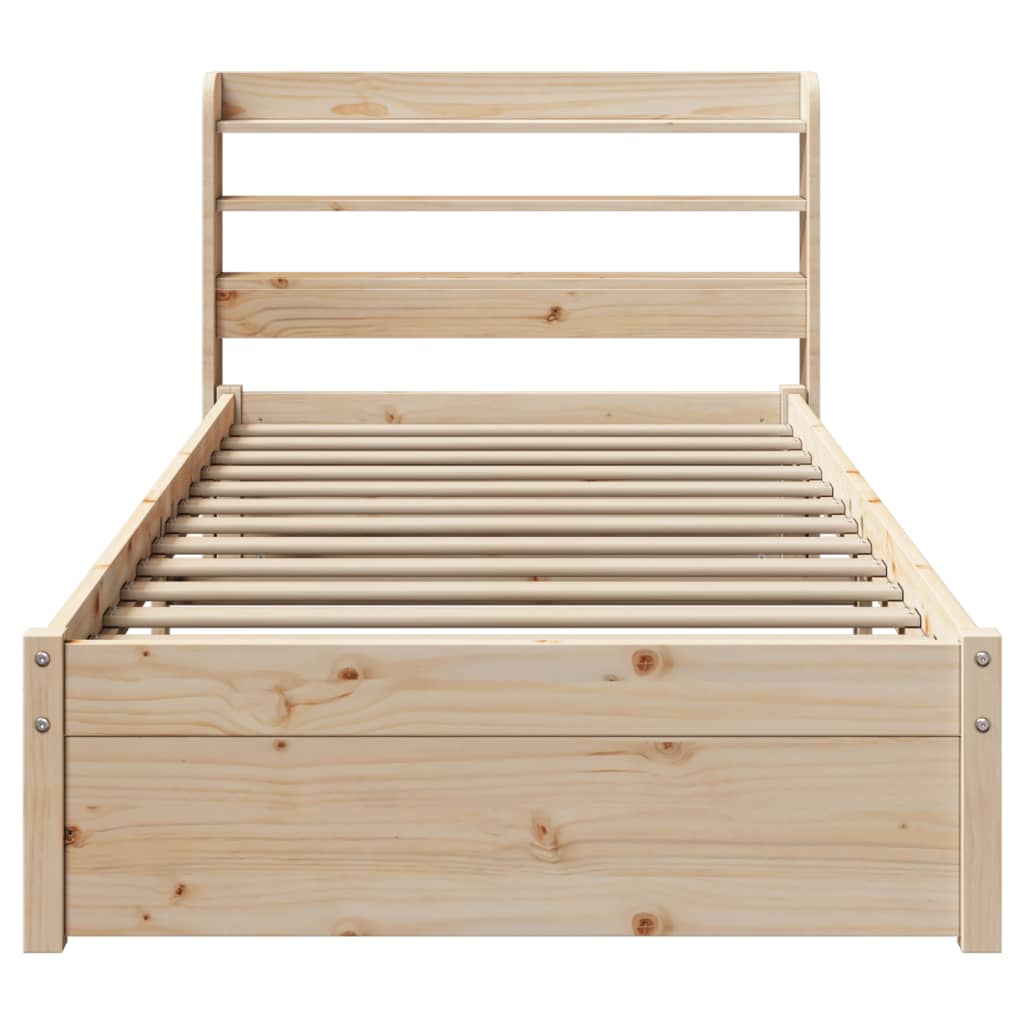 Bedframe met hoofdbord massief grenenhout 75x190 cm is nu te koop bij PeponiXL, paradijselijk wonen!