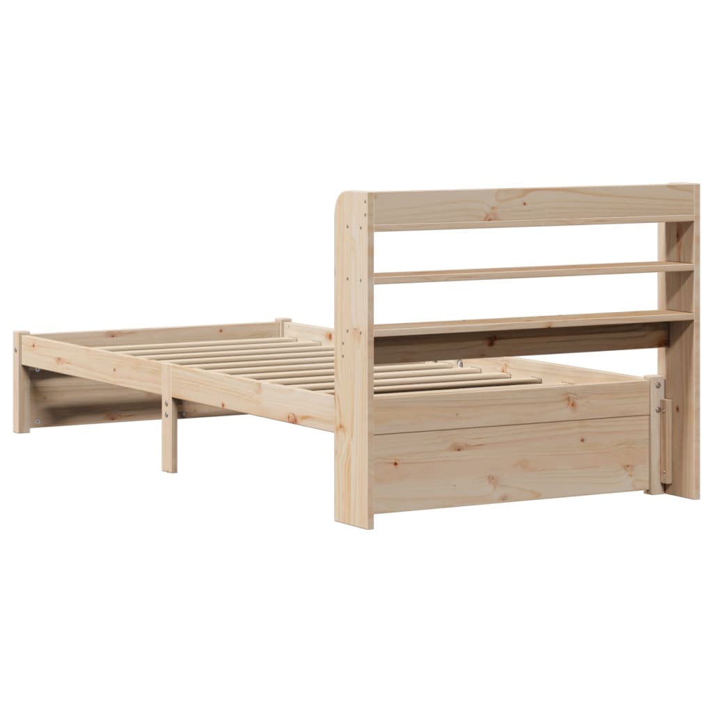 Bedframe met hoofdbord massief grenenhout 75x190 cm is nu te koop bij PeponiXL, paradijselijk wonen!