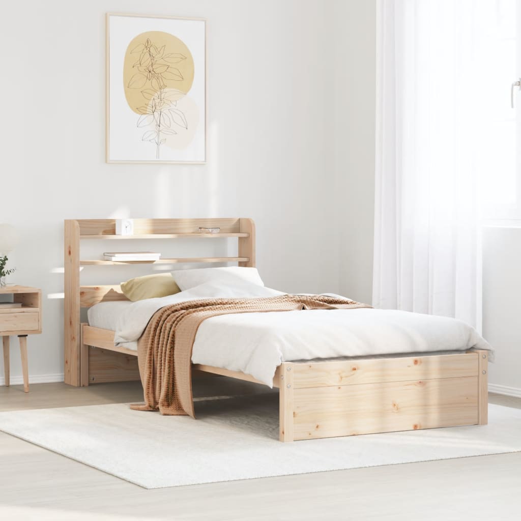 Bedframe met hoofdbord massief grenenhout 75x190 cm is nu te koop bij PeponiXL, paradijselijk wonen!