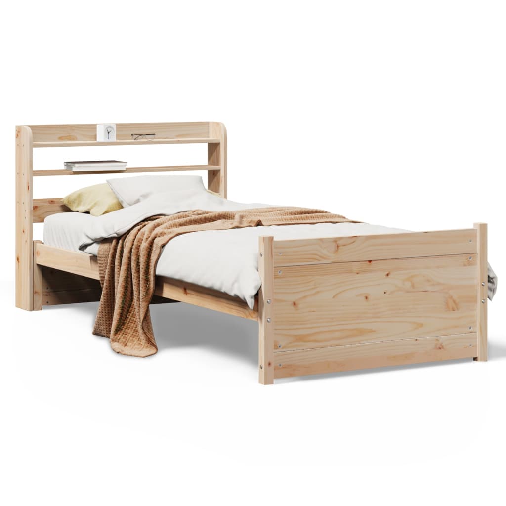 Bedframe met hoofdbord massief grenenhout 75x190 cm is nu te koop bij PeponiXL, paradijselijk wonen!