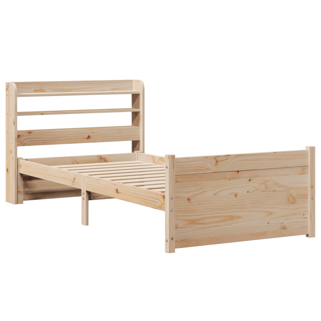 Bedframe met hoofdbord massief grenenhout 75x190 cm is nu te koop bij PeponiXL, paradijselijk wonen!