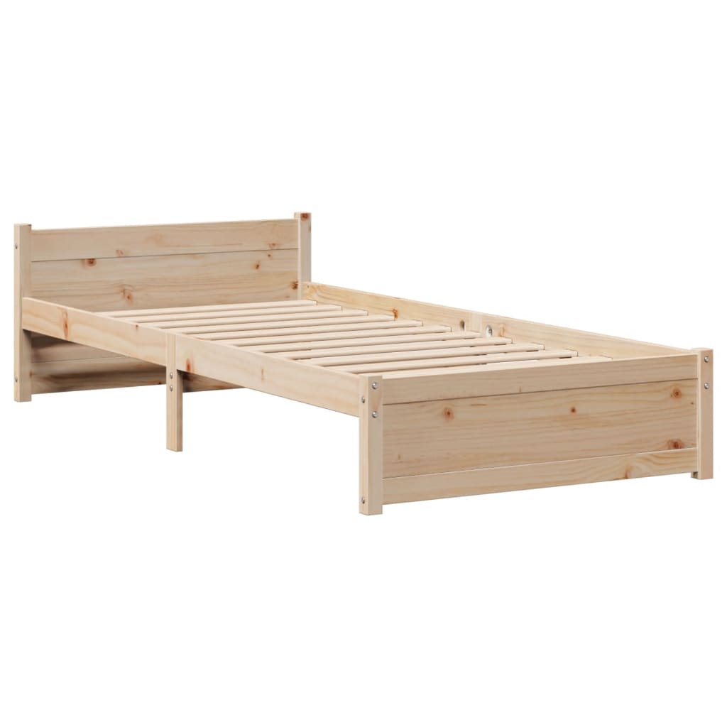 Bedframe met hoofdbord massief grenenhout 75x190 cm is nu te koop bij PeponiXL, paradijselijk wonen!