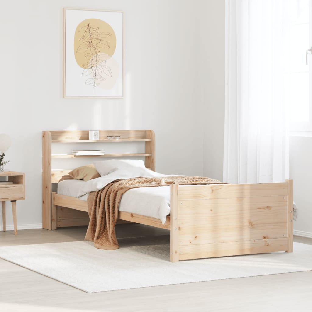 Bedframe met hoofdbord massief grenenhout 75x190 cm is nu te koop bij PeponiXL, paradijselijk wonen!