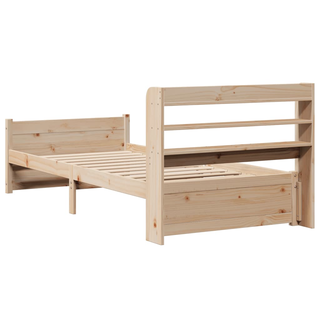 Bedframe met hoofdbord massief grenenhout 90x190 cm is nu te koop bij PeponiXL, paradijselijk wonen!