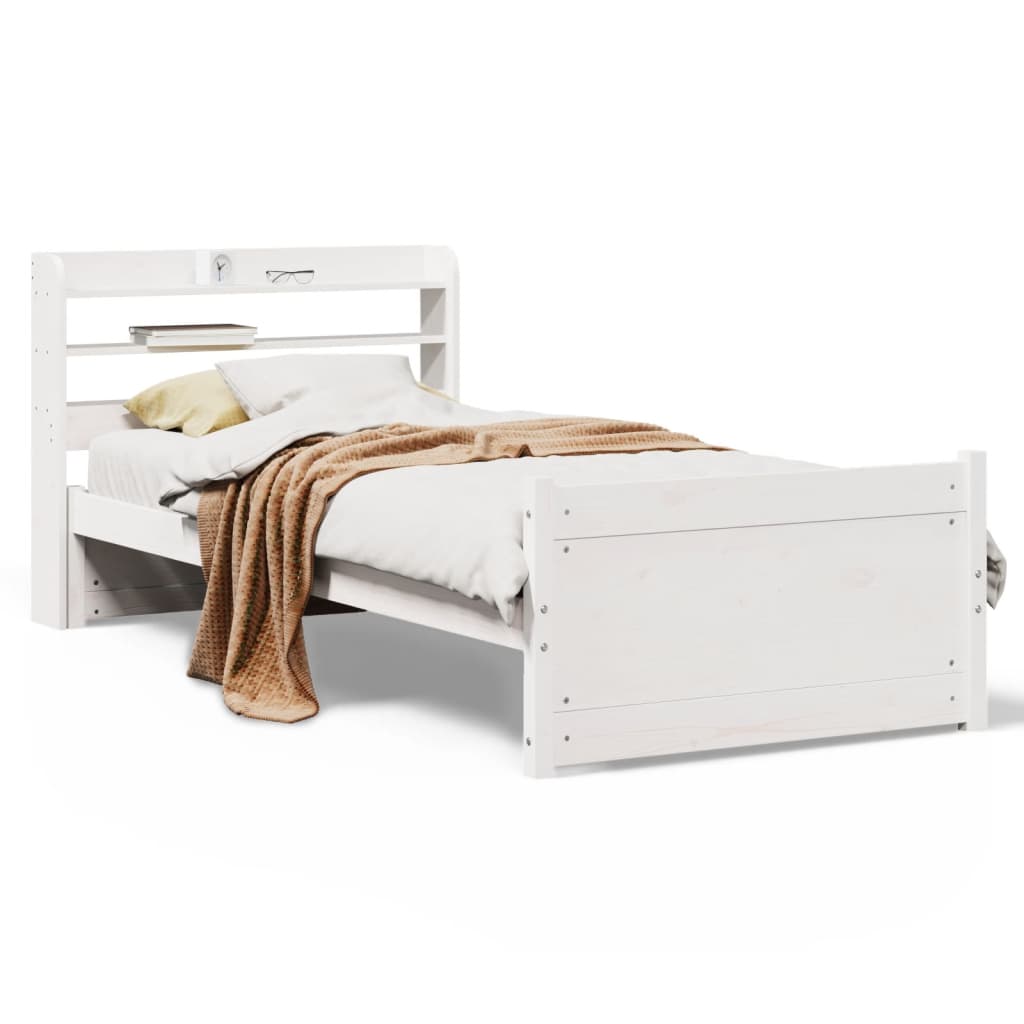 Bedframe met hoofdeinde zonder matras 90x190 cm wit is nu te koop bij PeponiXL, paradijselijk wonen!