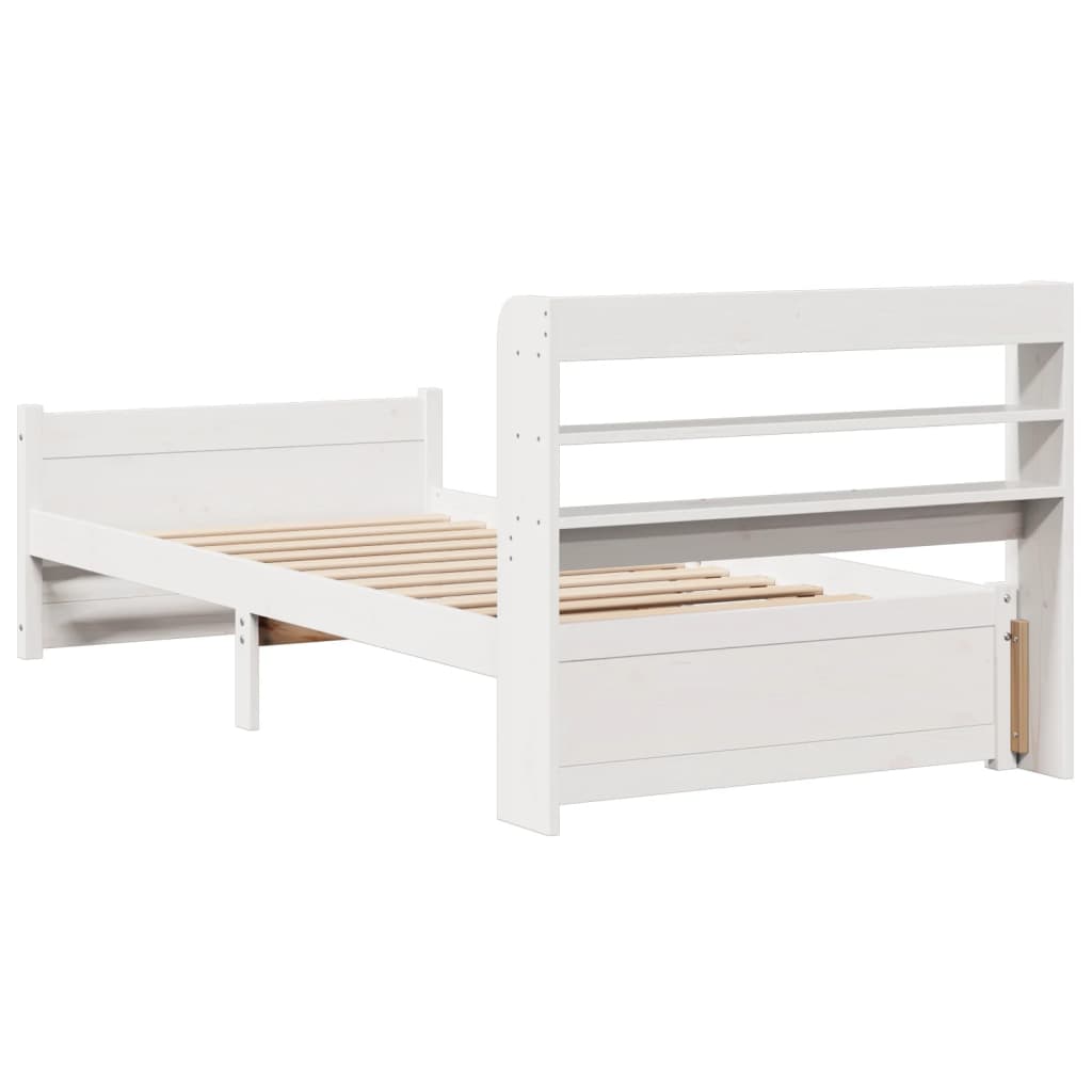 Bedframe met hoofdeinde zonder matras 90x190 cm wit is nu te koop bij PeponiXL, paradijselijk wonen!