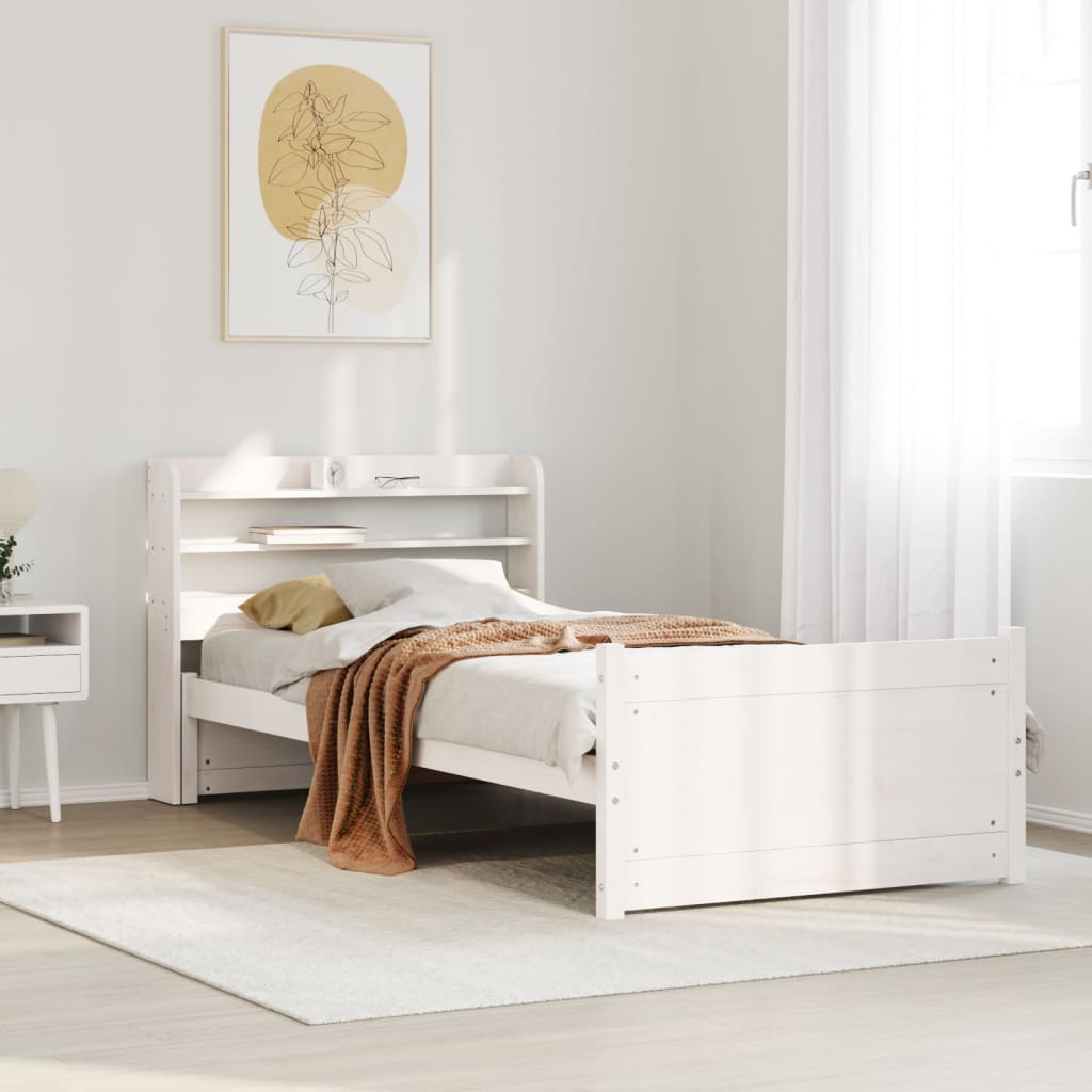 Bedframe met hoofdeinde zonder matras 90x190 cm wit is nu te koop bij PeponiXL, paradijselijk wonen!