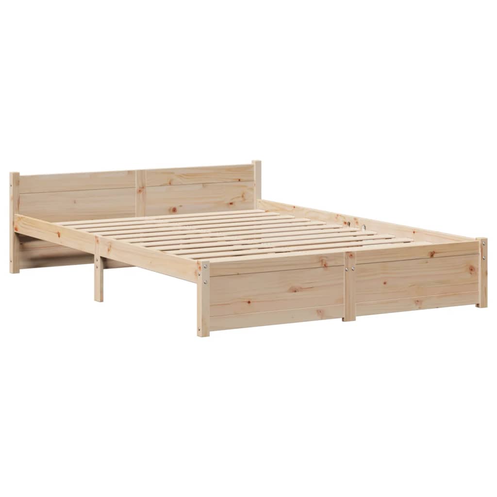 Bedframe met hoofdbord massief grenenhout 135x190 cm is nu te koop bij PeponiXL, paradijselijk wonen!