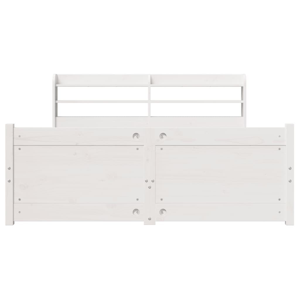 Bedframe met hoofdbord massief grenenhout wit 135x190 cm is nu te koop bij PeponiXL, paradijselijk wonen!