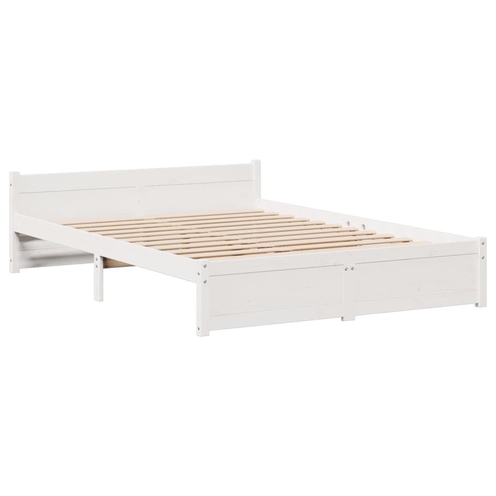 Bedframe met hoofdbord massief grenenhout wit 135x190 cm is nu te koop bij PeponiXL, paradijselijk wonen!