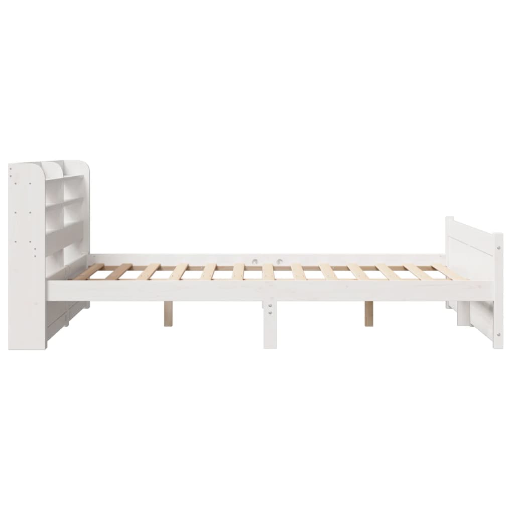 Bedframe met hoofdbord massief grenenhout wit 135x190 cm is nu te koop bij PeponiXL, paradijselijk wonen!