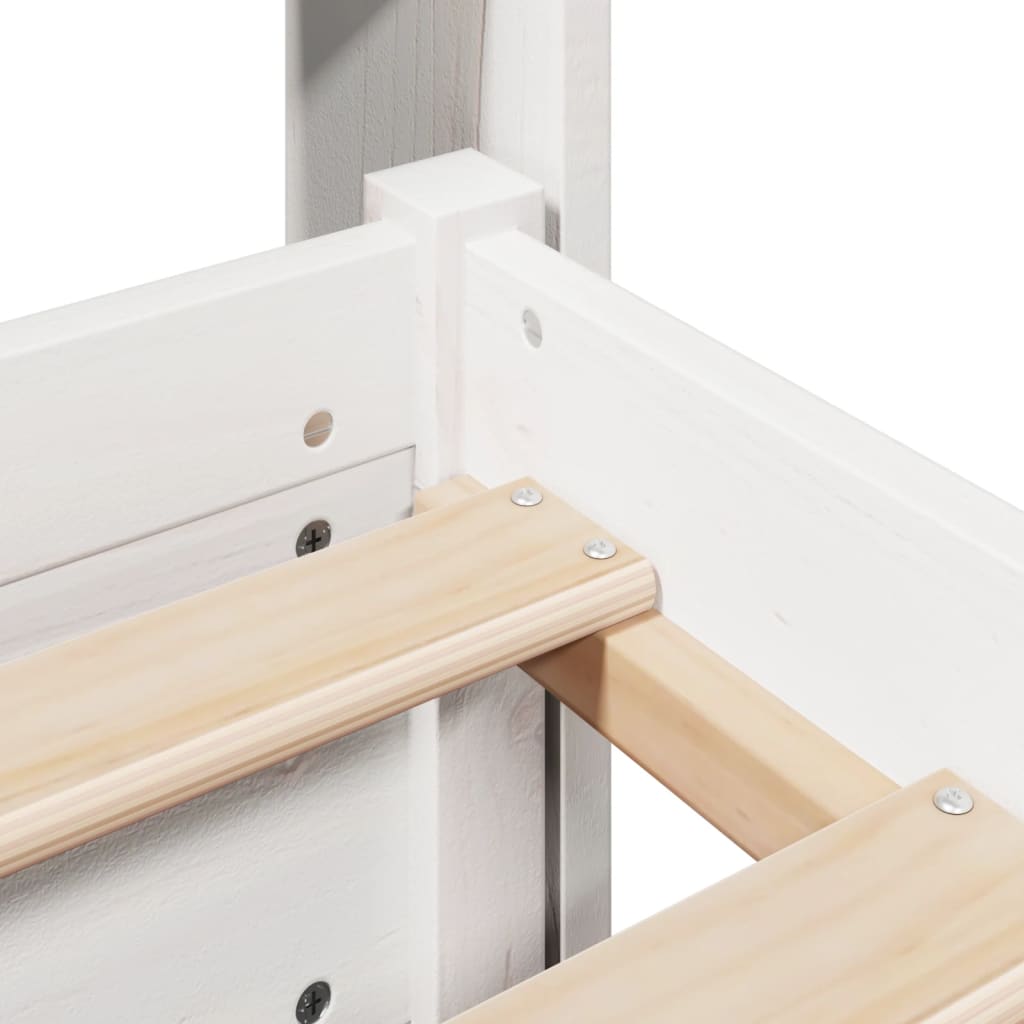 Bedframe met hoofdbord massief grenenhout wit 135x190 cm is nu te koop bij PeponiXL, paradijselijk wonen!