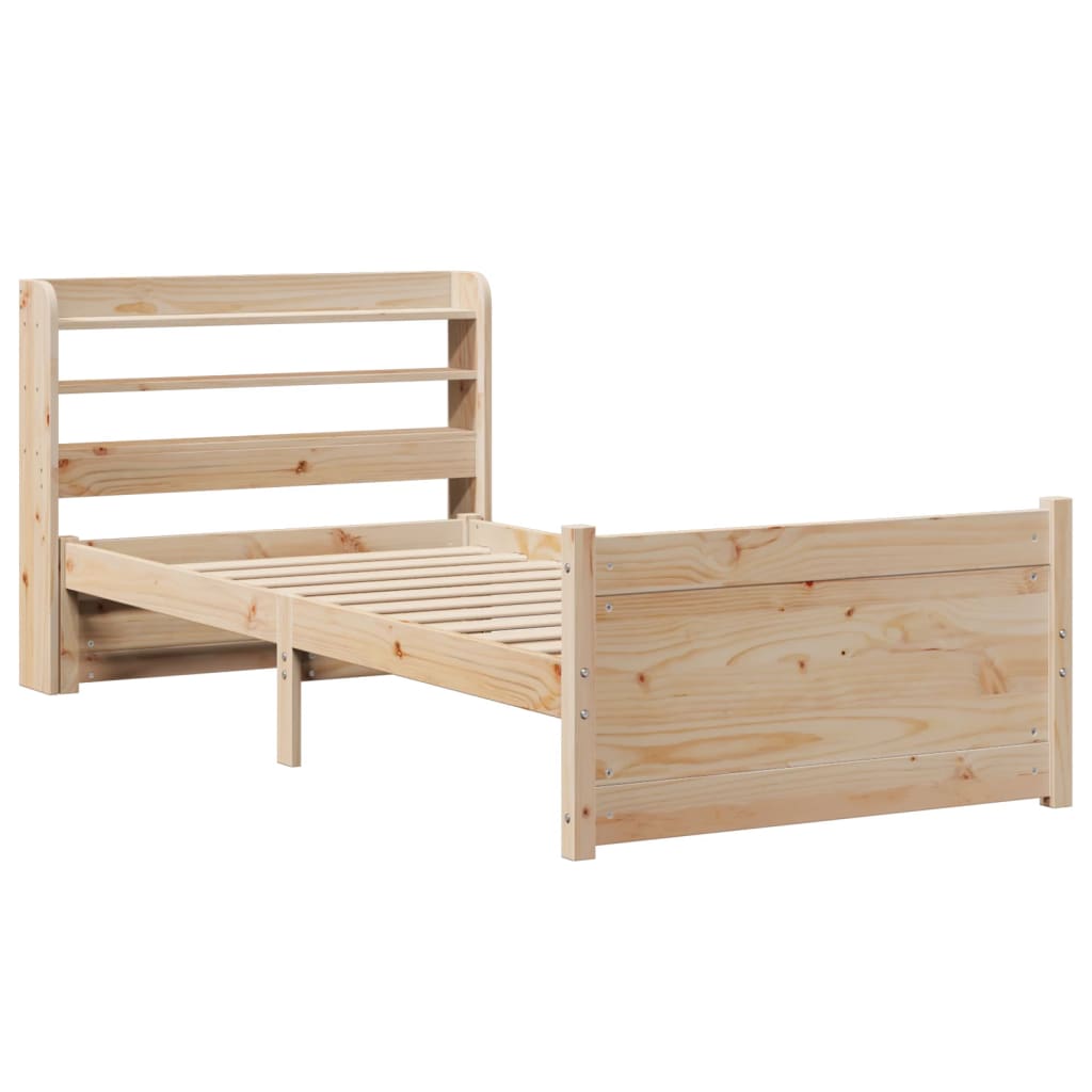 Bedframe met hoofdbord massief grenenhout 90x200 cm is nu te koop bij PeponiXL, paradijselijk wonen!