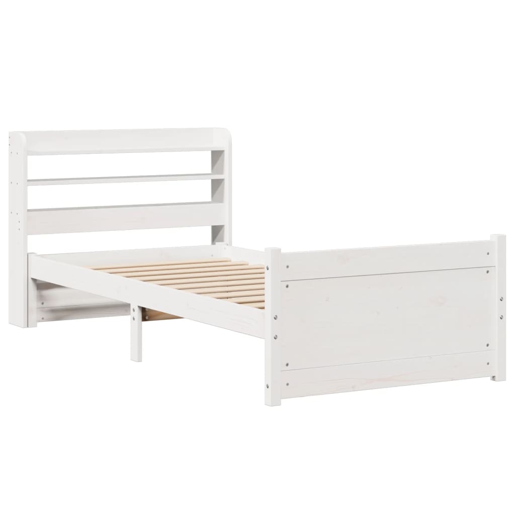 Bedframe met hoofdeinde zonder matras 100x200 cm wit